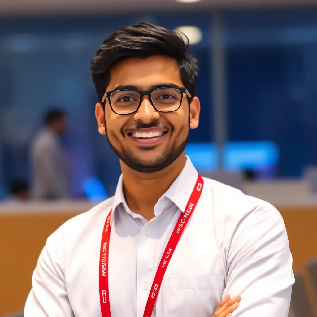 Portrait of Rohan Sharma, a happy student.